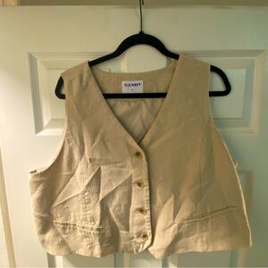 Women’s Old Navy Button Vest Cream Size XL Oversized fit